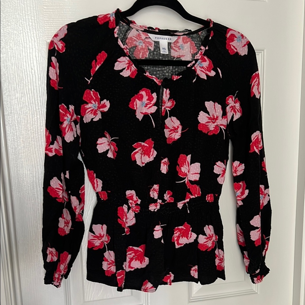 Black Floral Women's Top